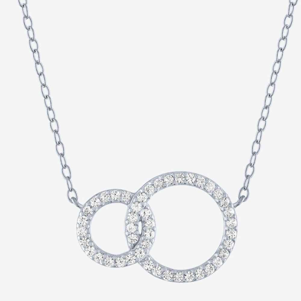 Lovely Pendant Necklace of Sterling Silver and Diamond-Replicant White Sapphire